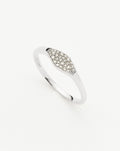 Solid Gold Diamond Signet Ring | 9ct Solid White Gold/Diamond