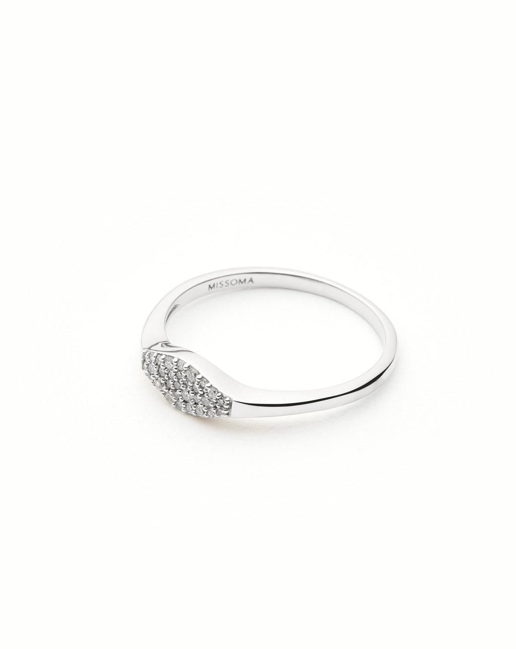 Solid Gold Diamond Signet Ring | 9ct Solid White Gold/Diamond