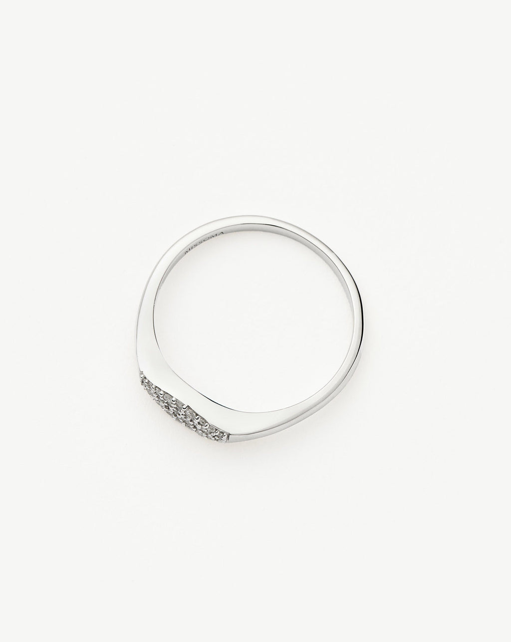 Solid Gold Diamond Signet Ring | 9ct Solid White Gold/Diamond