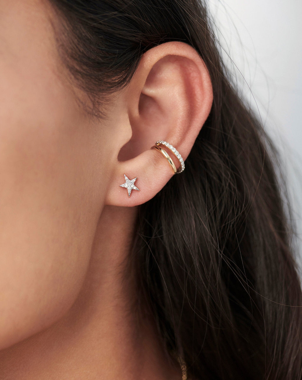 Solid Gold Diamond Small Star Stud Earrings | 9ct Solid Yellow Gold/Diamond
