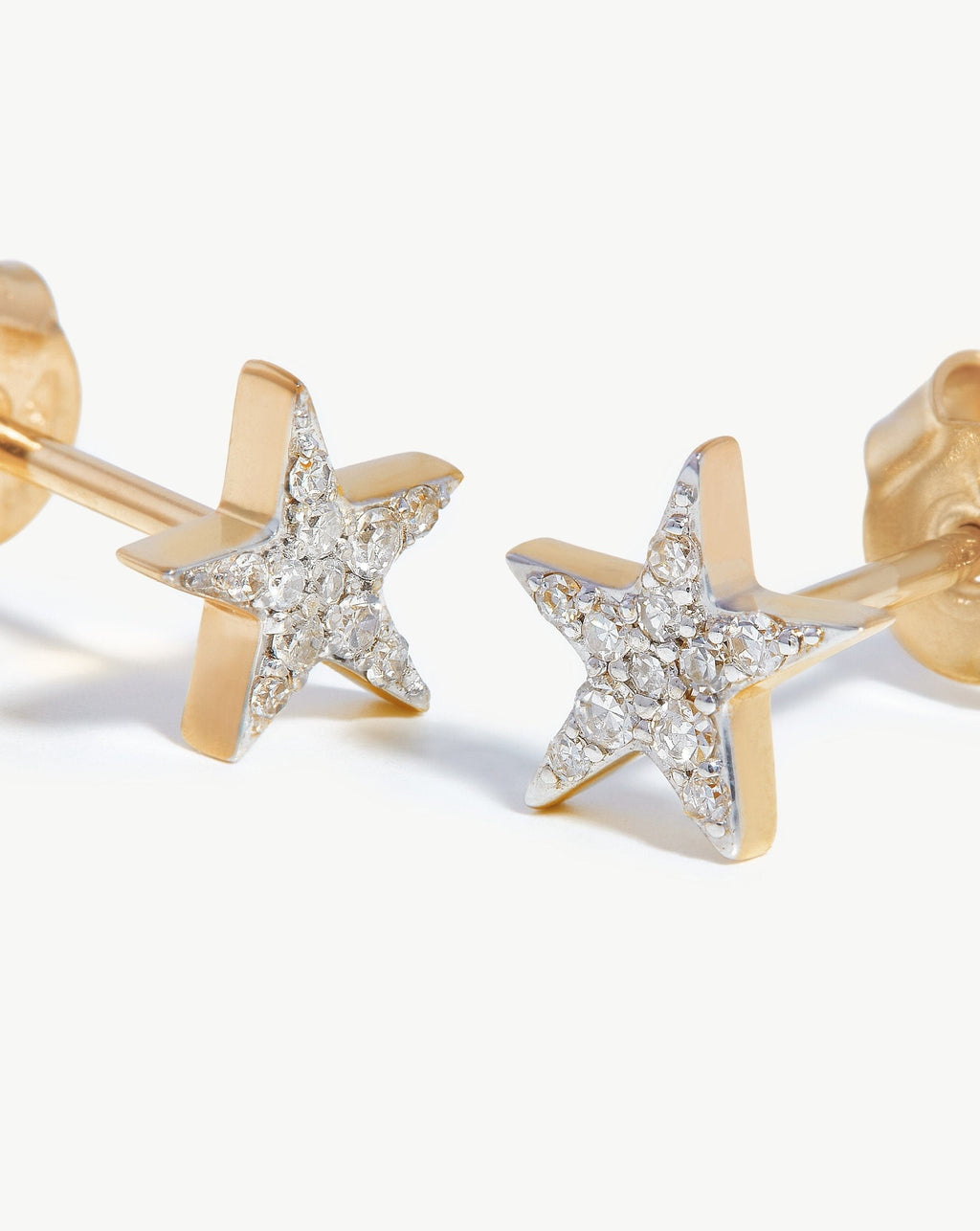 Solid Gold Diamond Small Star Stud Earrings | 9ct Solid Yellow Gold/Diamond