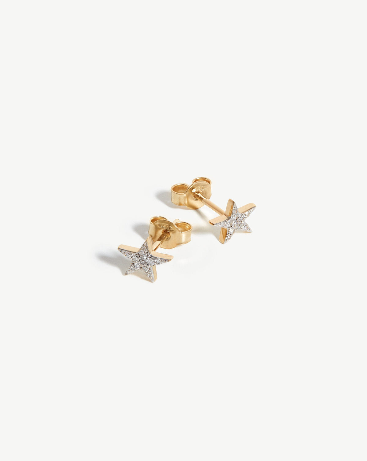 Solid Gold Diamond Small Star Stud Earrings | 9ct Solid Yellow Gold/Diamond
