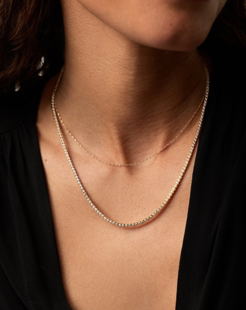 Solid Gold Diamond Tennis Necklace | 14ct Solid Gold Diamond