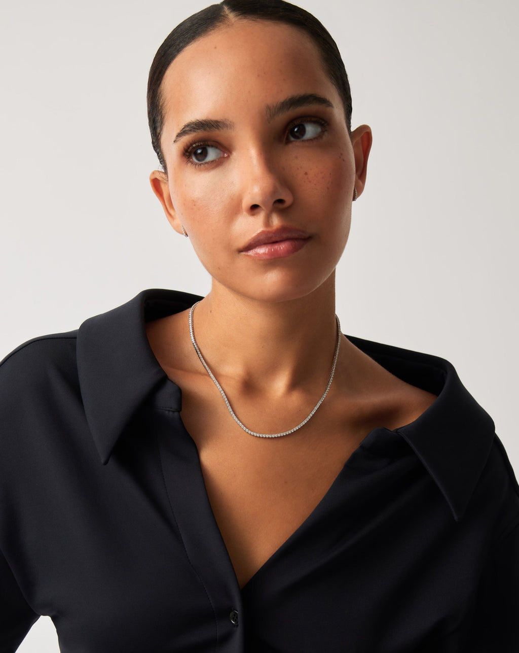 Solid Gold Diamond Tennis Necklace | 14ct Solid White Gold Diamond