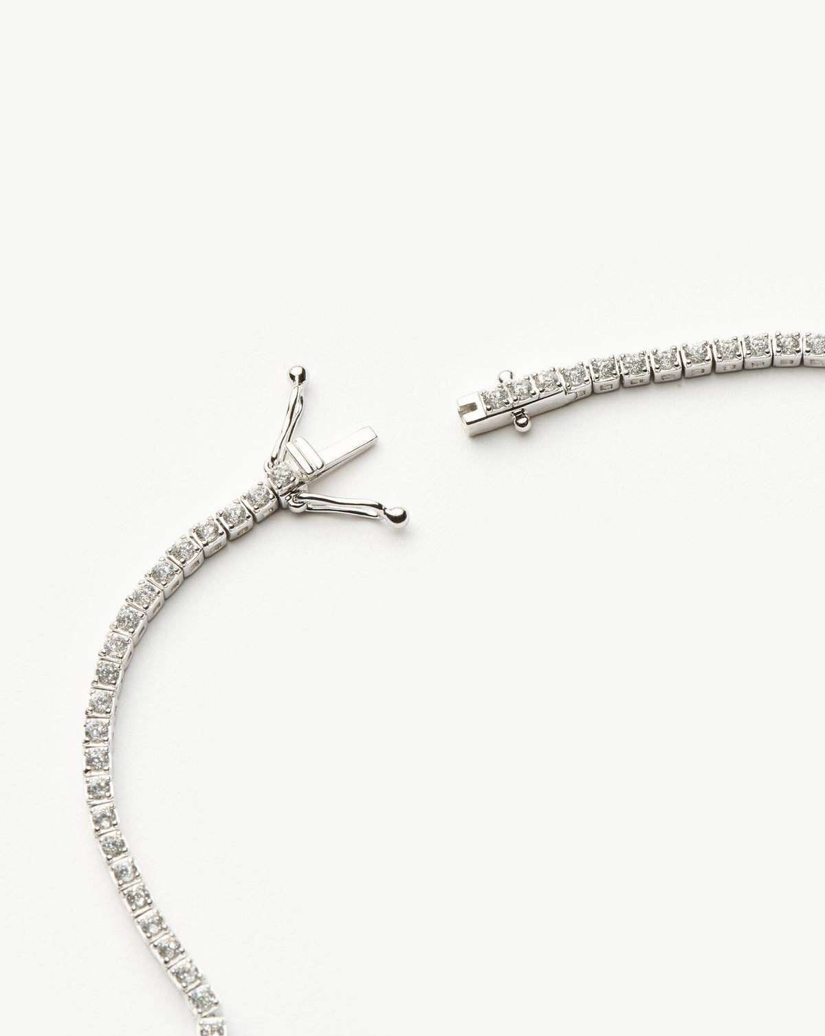 Solid Gold Diamond Tennis Necklace | 14ct Solid White Gold Diamond