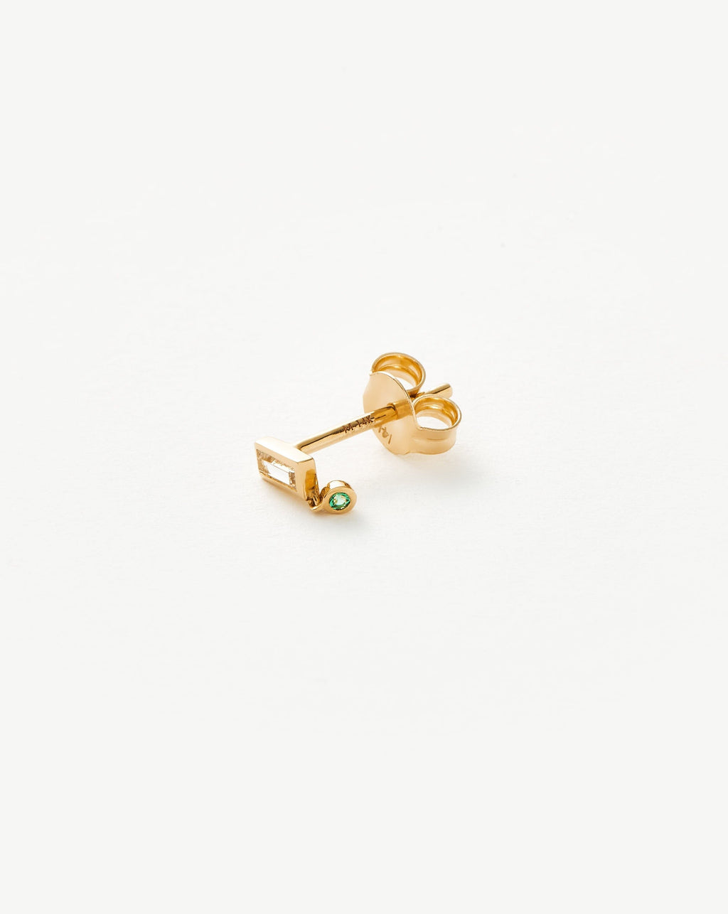 Solid Gold Emerald Single Drop Stud Earring