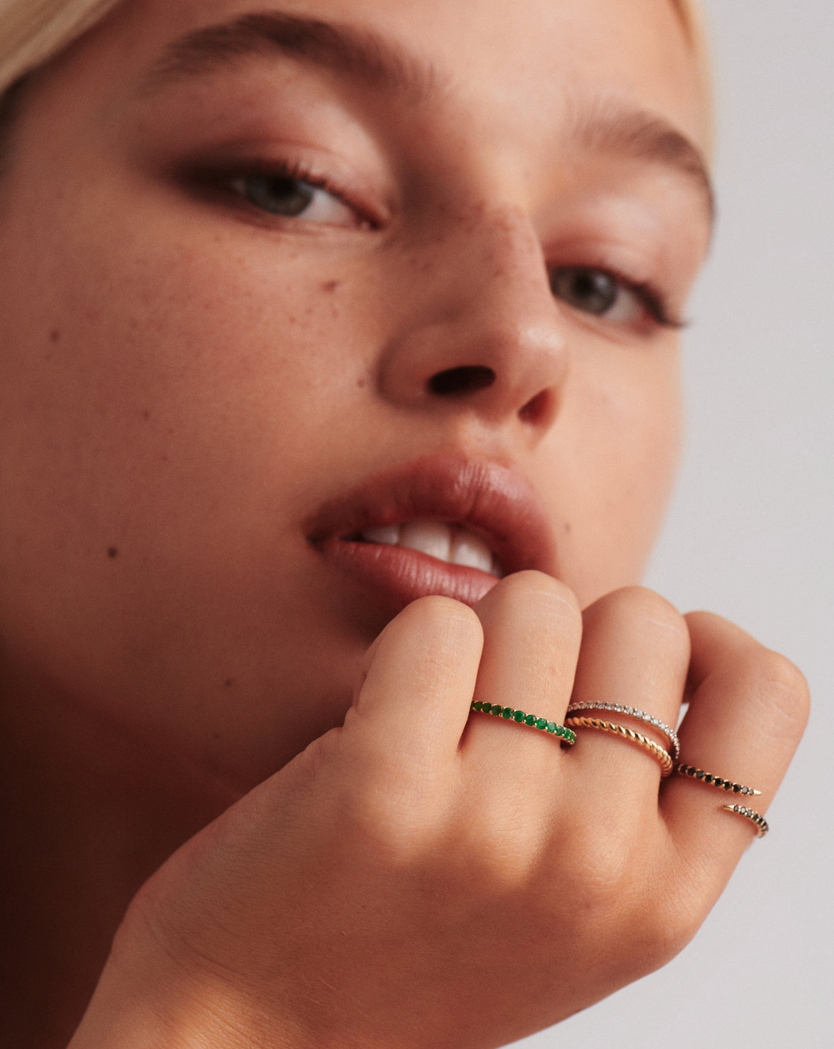 Solid Gold Half Emerald Eternity Ring