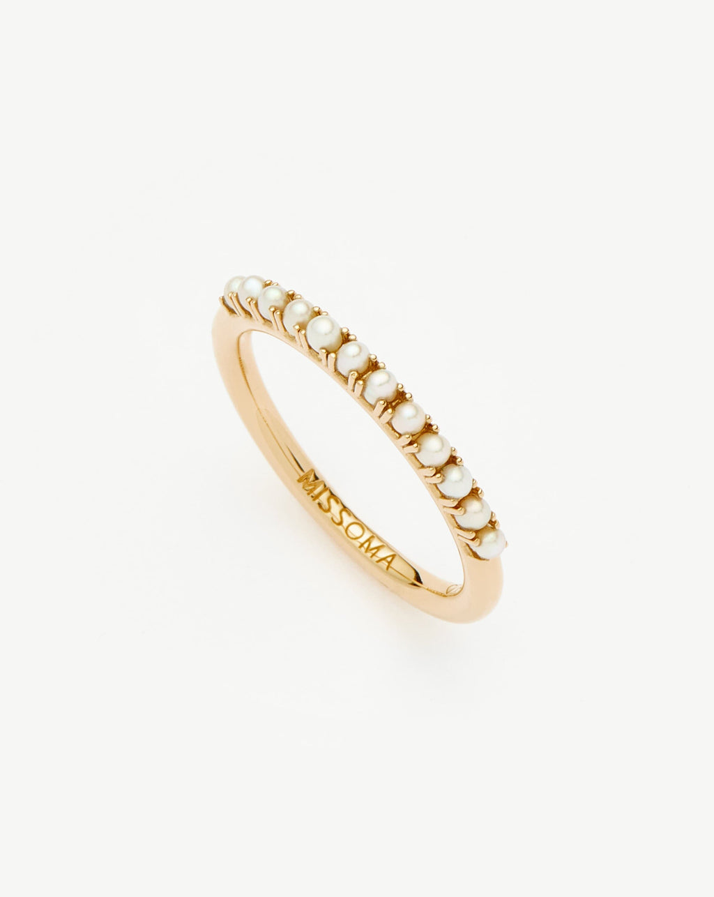 Solid Gold Half Eternity Pearl Ring | 9ct Solid Yellow Gold/Pearl