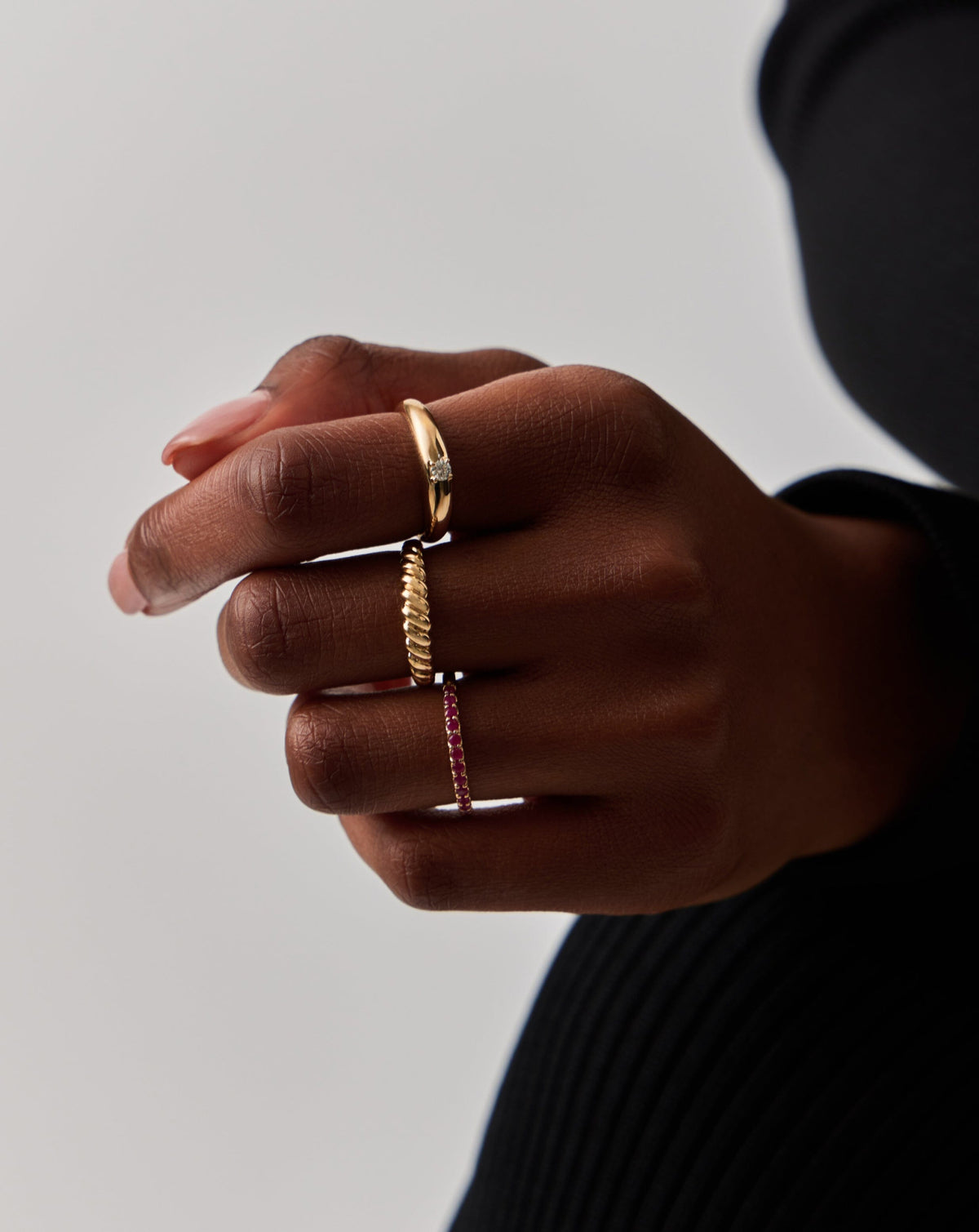 Solid Gold Half Eternity Ruby Ring | 9ct Solid Yellow Gold/Ruby