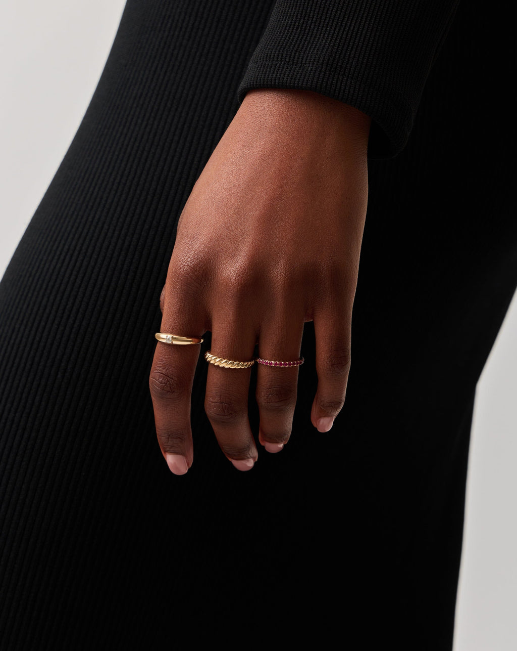 Solid Gold Half Eternity Ruby Ring | 9ct Solid Yellow Gold/Ruby