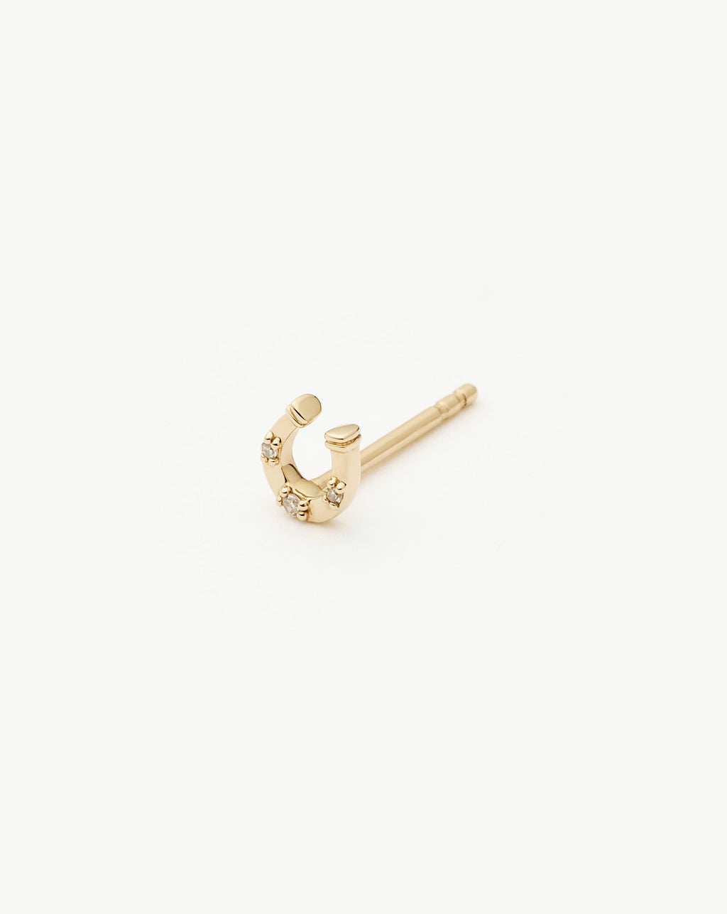 Solid Gold Horseshoe Single Stud Earring | 9ct Solid Gold/Diamond