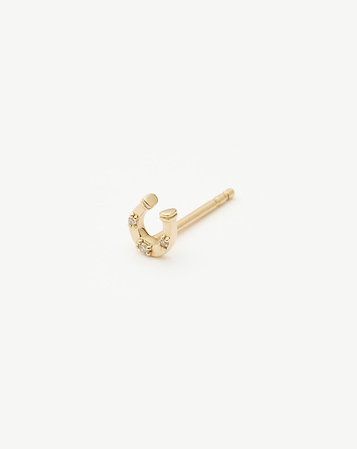 Solid Gold Horseshoe Single Stud Earring | 9ct Solid Gold/Diamond