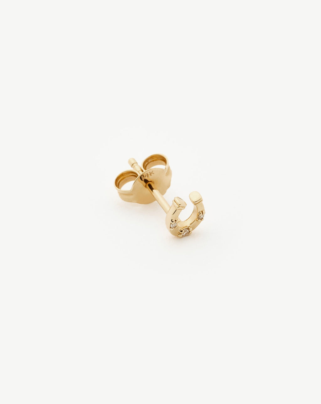 Solid Gold Horseshoe Single Stud Earring | 9ct Solid Gold/Diamond