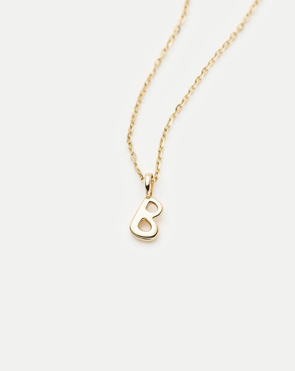 Solid Gold Initial Mini Pendant Necklace - B | 14ct Solid Gold