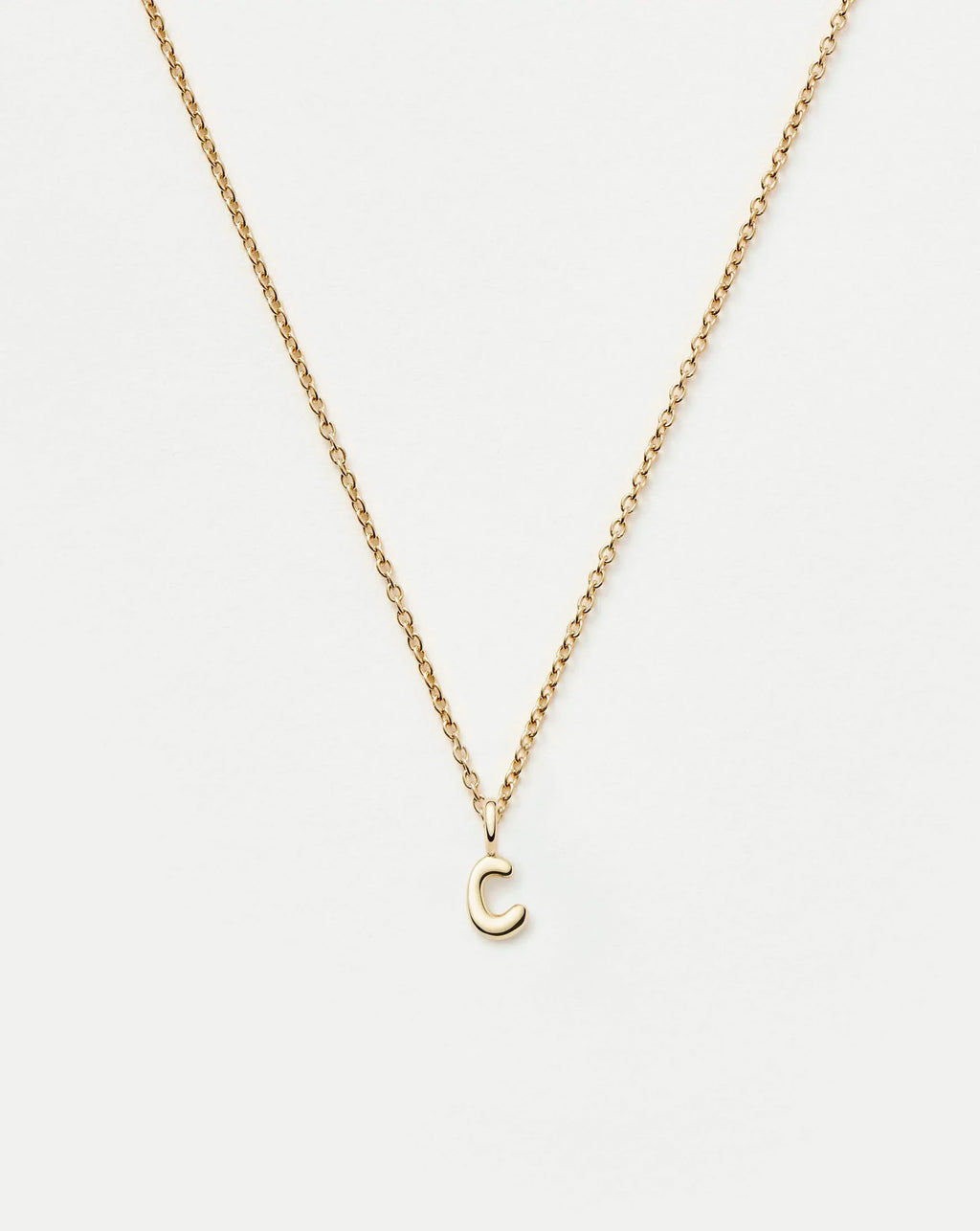 Solid Gold Initial Mini Pendant Necklace - C | 14ct Solid Gold