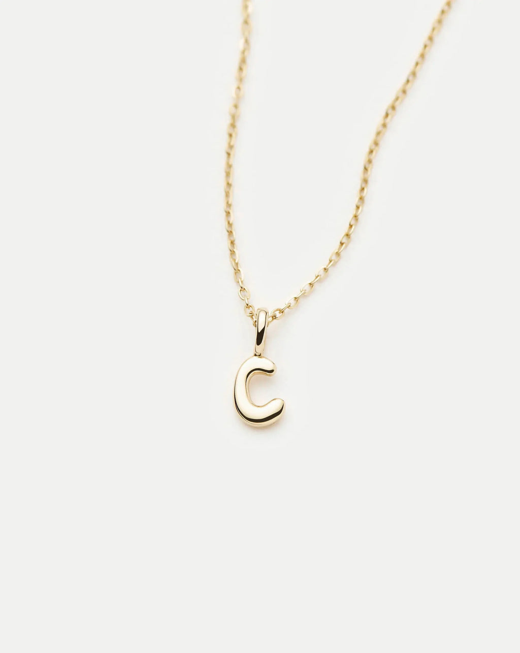 Solid Gold Initial Mini Pendant Necklace - C | 14ct Solid Gold