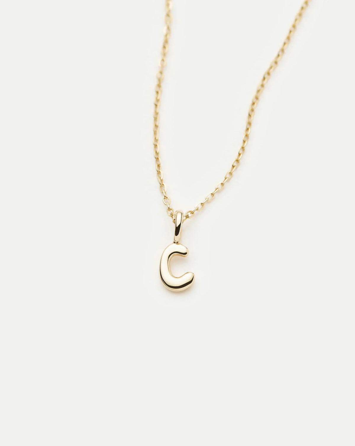 Solid Gold Initial Mini Pendant Necklace - C | 14ct Solid Gold