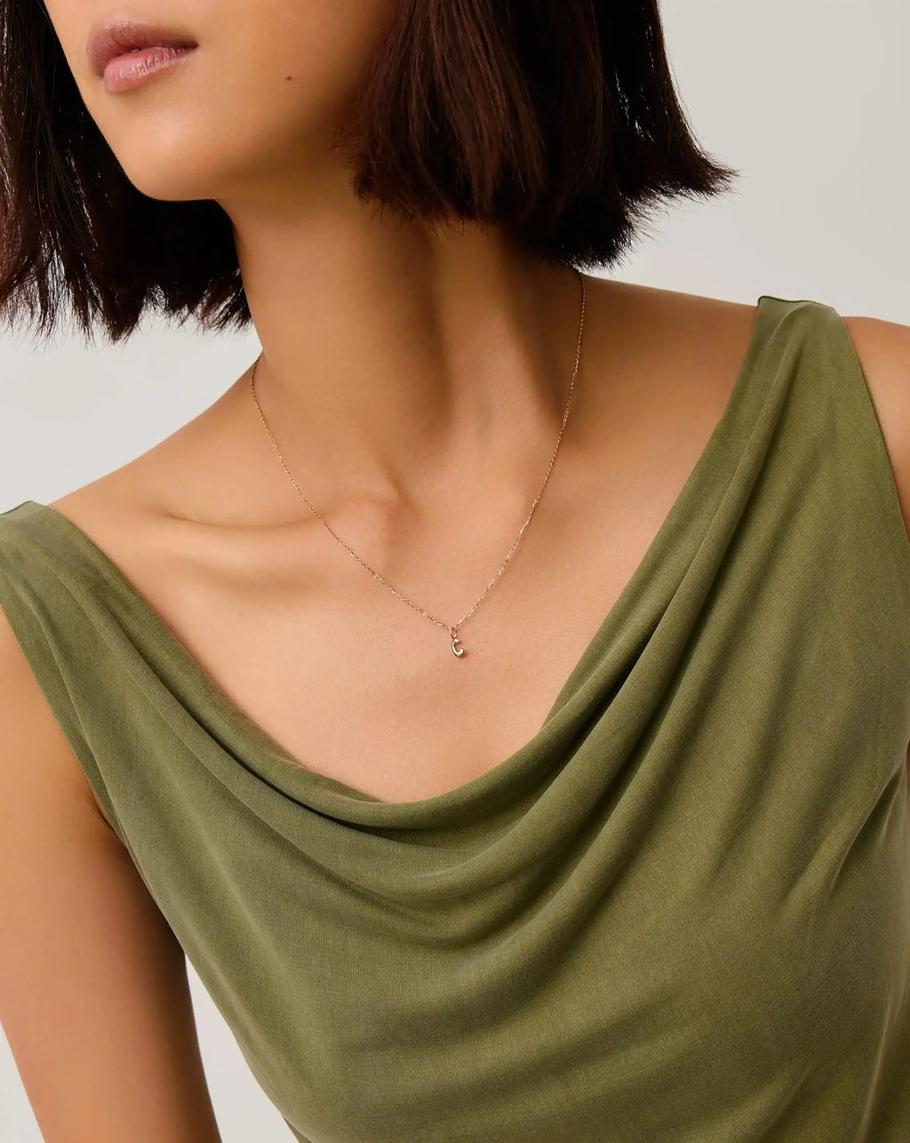 Solid Gold Initial Mini Pendant Necklace - C | 14ct Solid Gold