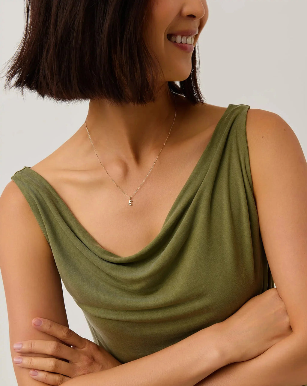 Solid Gold Initial Mini Pendant Necklace - E | 14ct Solid Gold