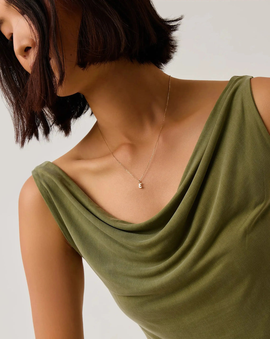 Solid Gold Initial Mini Pendant Necklace - E | 14ct Solid Gold