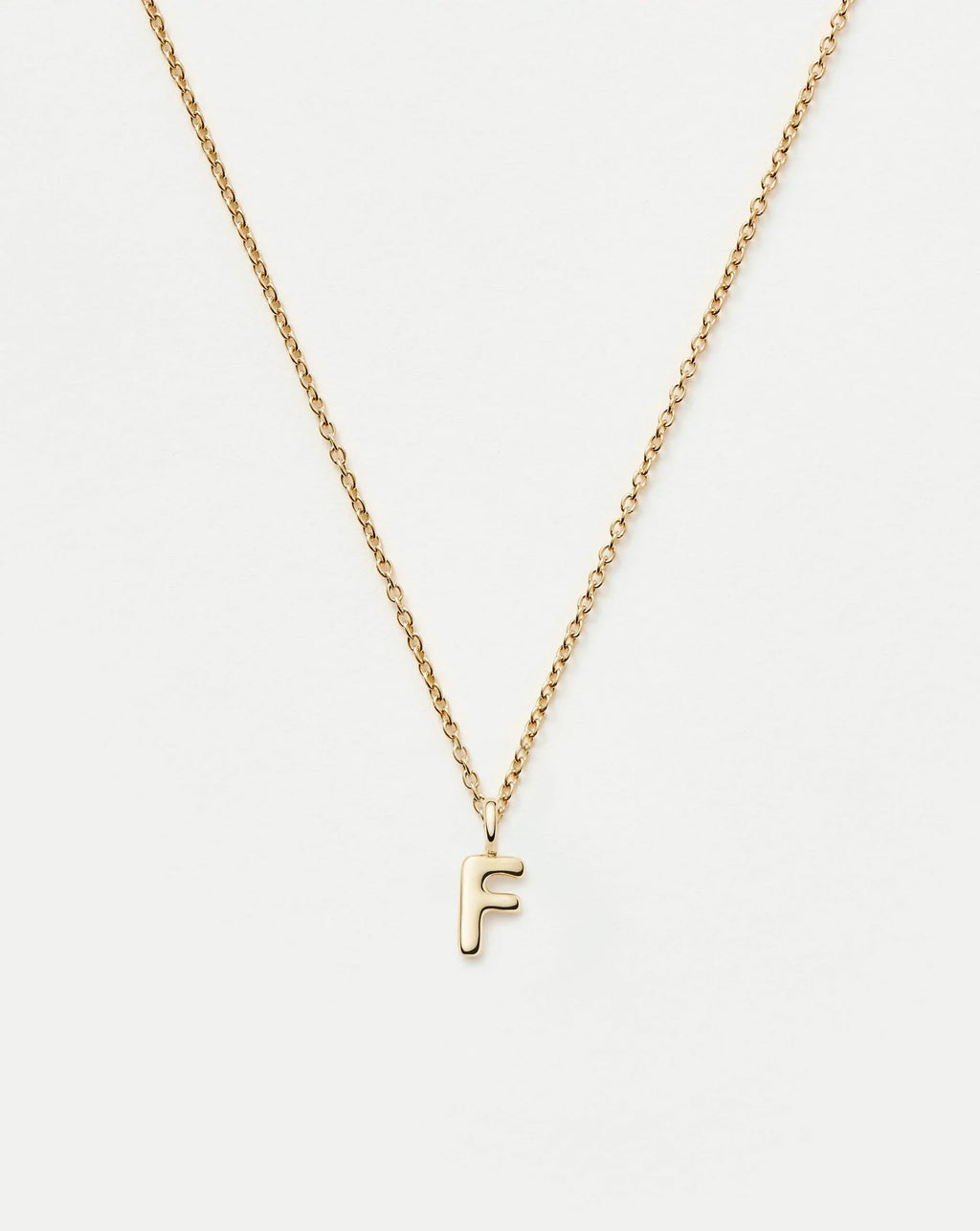 Solid Gold Initial Mini Pendant Necklace - F | 14ct Solid Gold