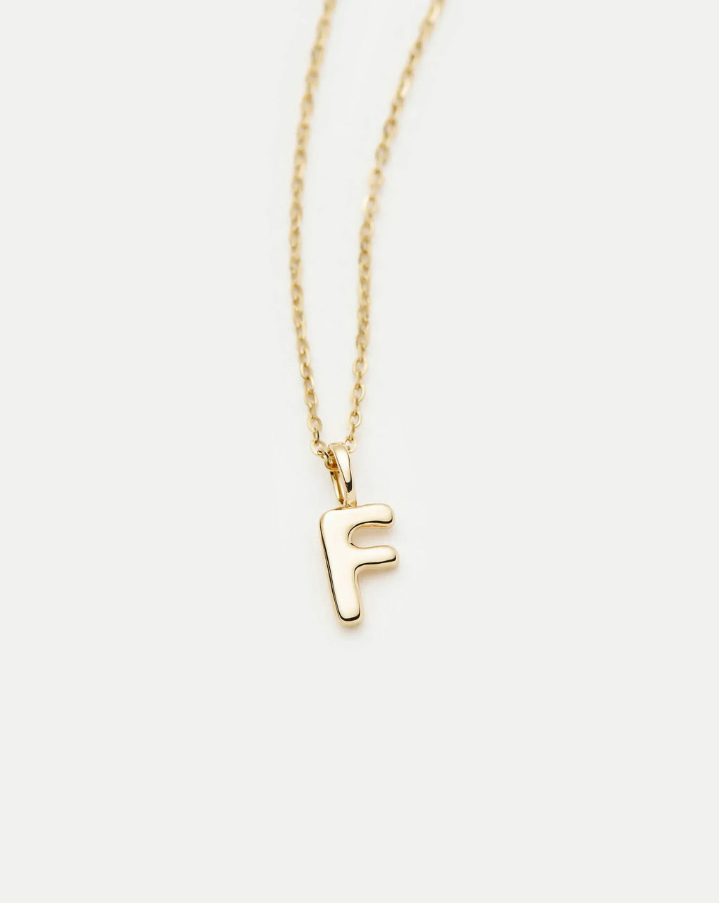 Solid Gold Initial Mini Pendant Necklace - F | 14ct Solid Gold