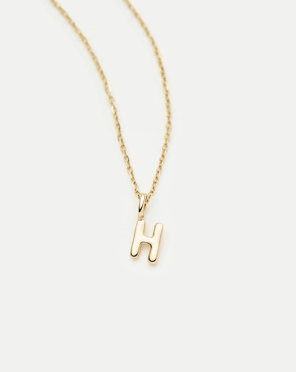 Solid Gold Initial Mini Pendant Necklace - H | 14ct Solid Gold