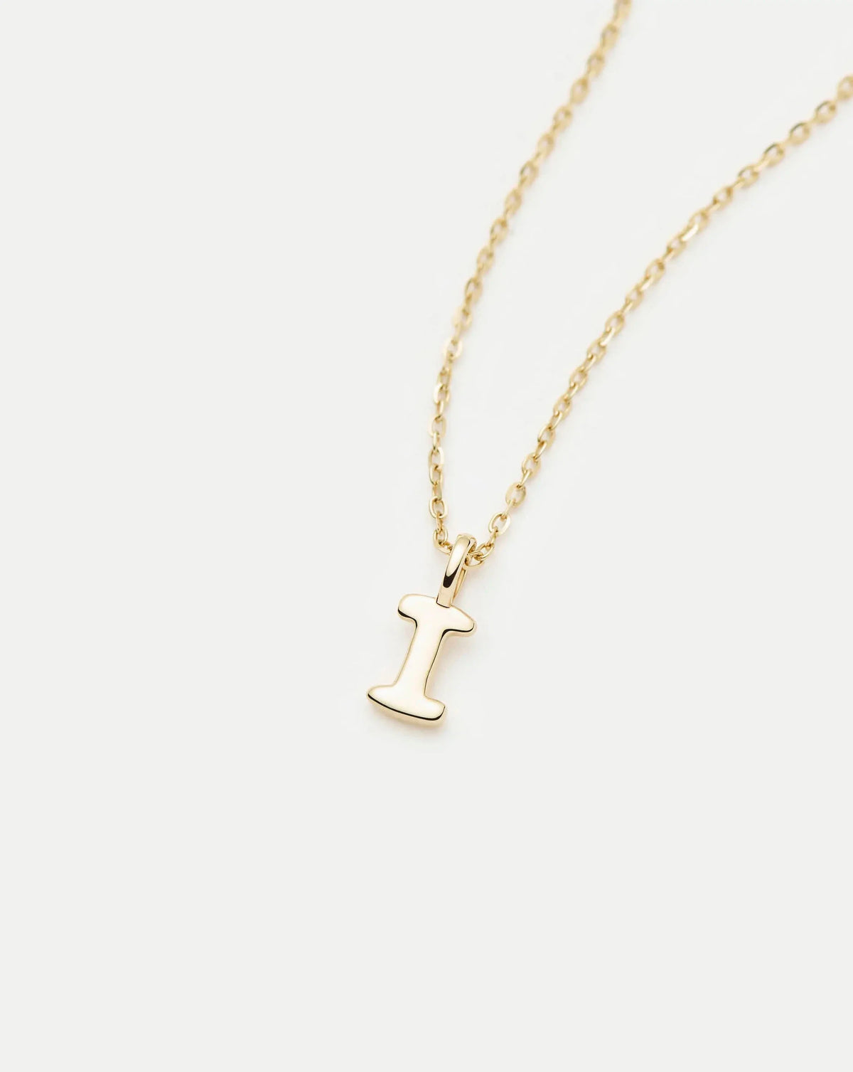 Solid Gold Initial Mini Pendant Necklace - I | 14ct Solid Gold