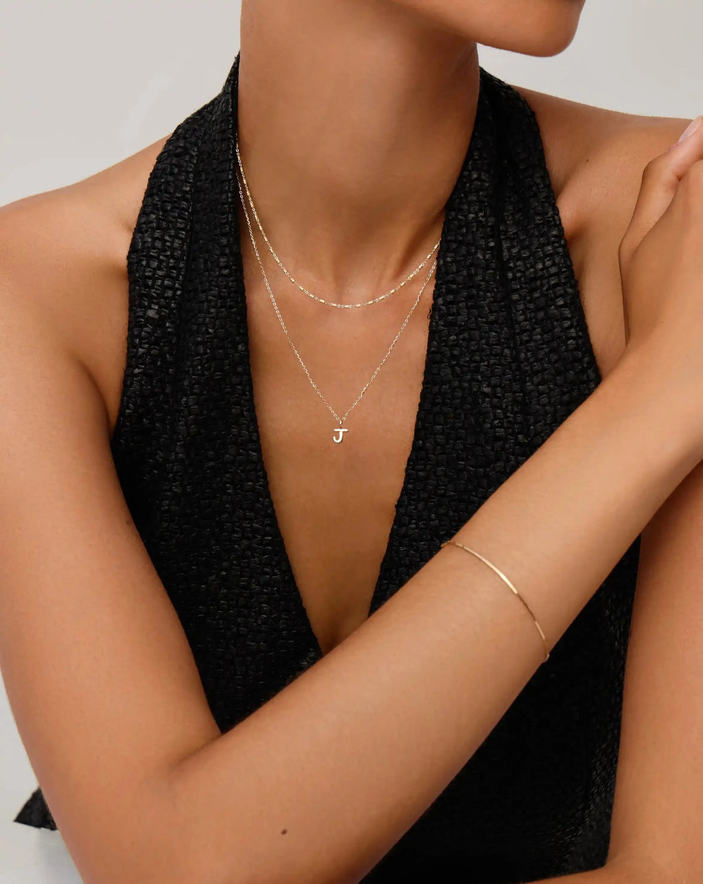 Solid Gold Initial Mini Pendant Necklace - J | 14ct Solid Gold