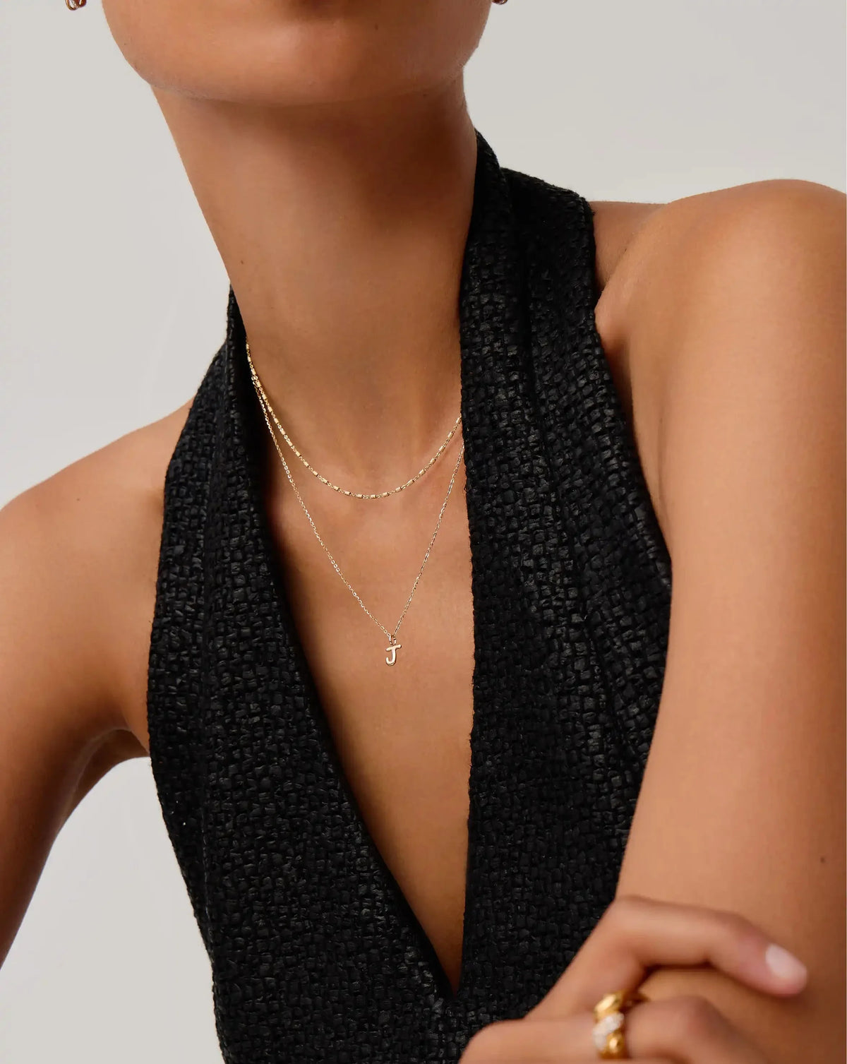 Solid Gold Initial Mini Pendant Necklace - J | 14ct Solid Gold