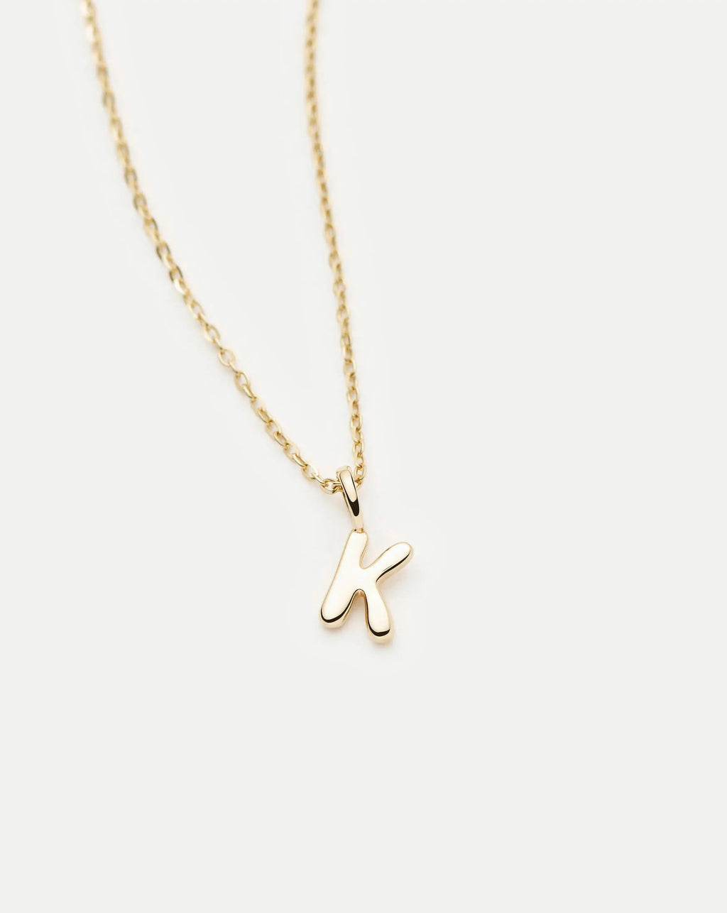 Solid Gold Initial Mini Pendant Necklace - K | 14ct Solid Gold