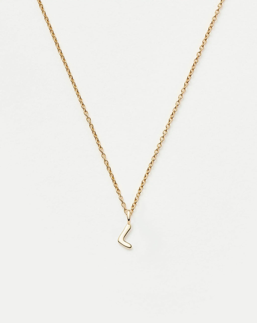Solid Gold Initial Mini Pendant Necklace - L | 14ct Solid Gold