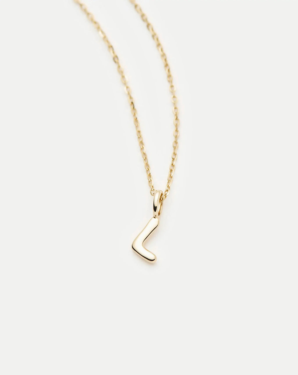 Solid Gold Initial Mini Pendant Necklace - L | 14ct Solid Gold