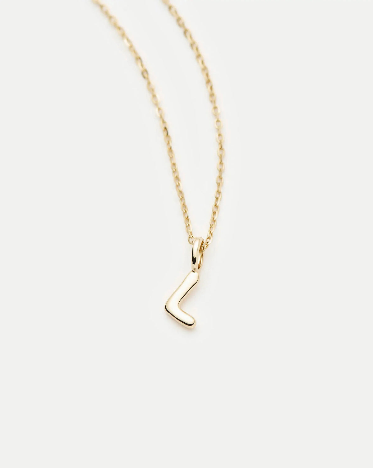 Solid Gold Initial Mini Pendant Necklace - L | 14ct Solid Gold