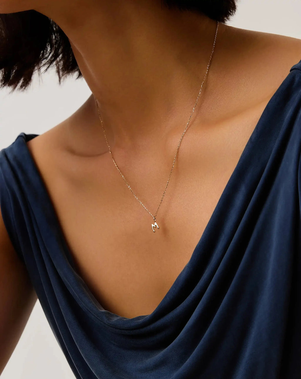 Solid Gold Initial Mini Pendant Necklace - M | 14ct Solid Gold