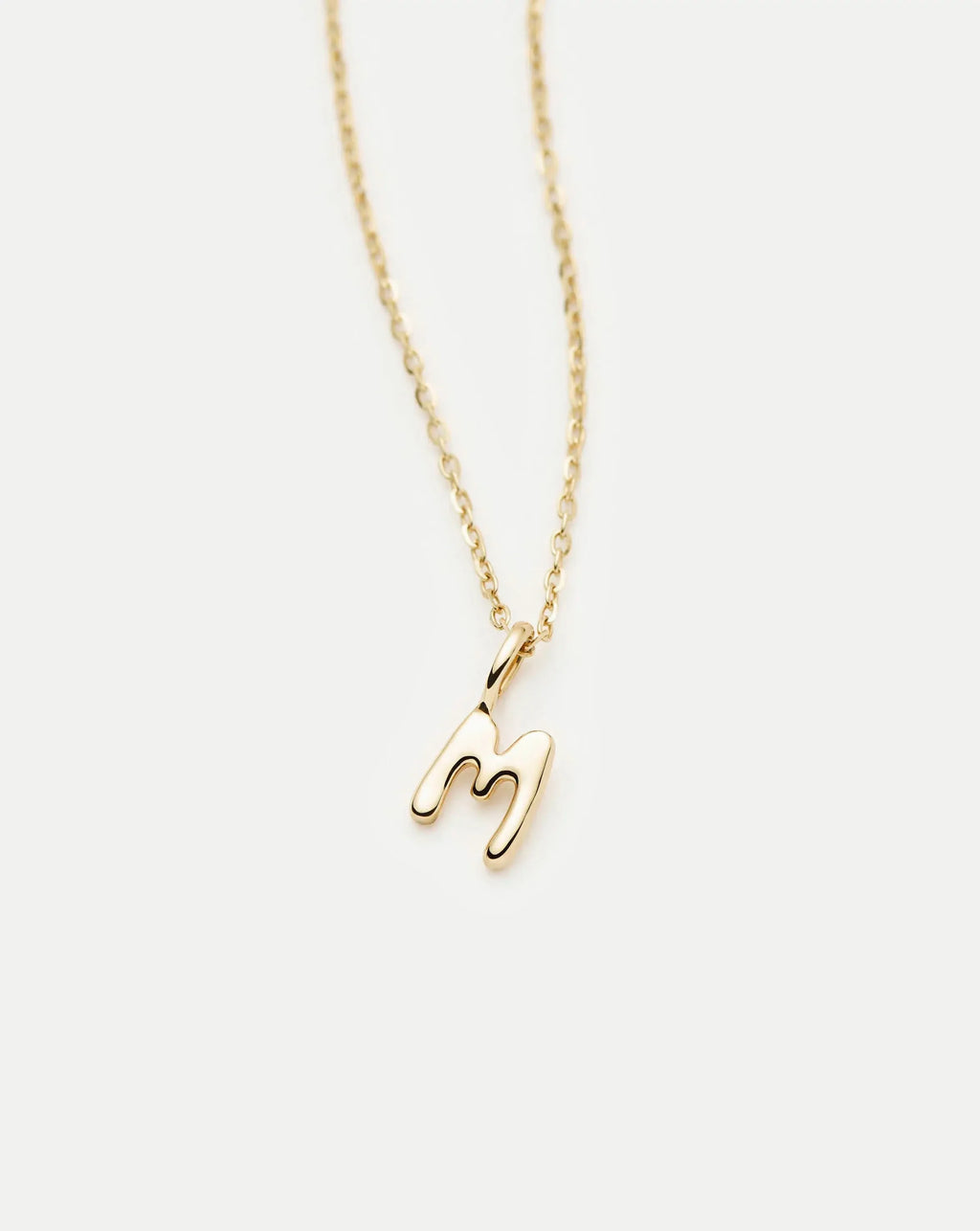 Solid Gold Initial Mini Pendant Necklace - M | 14ct Solid Gold