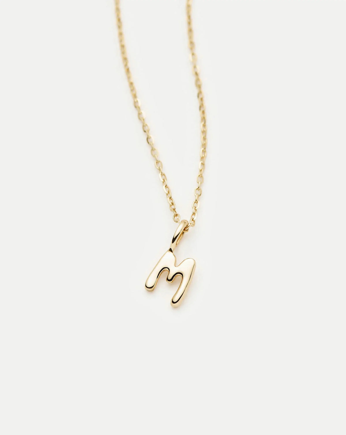 Solid Gold Initial Mini Pendant Necklace - M | 14ct Solid Gold