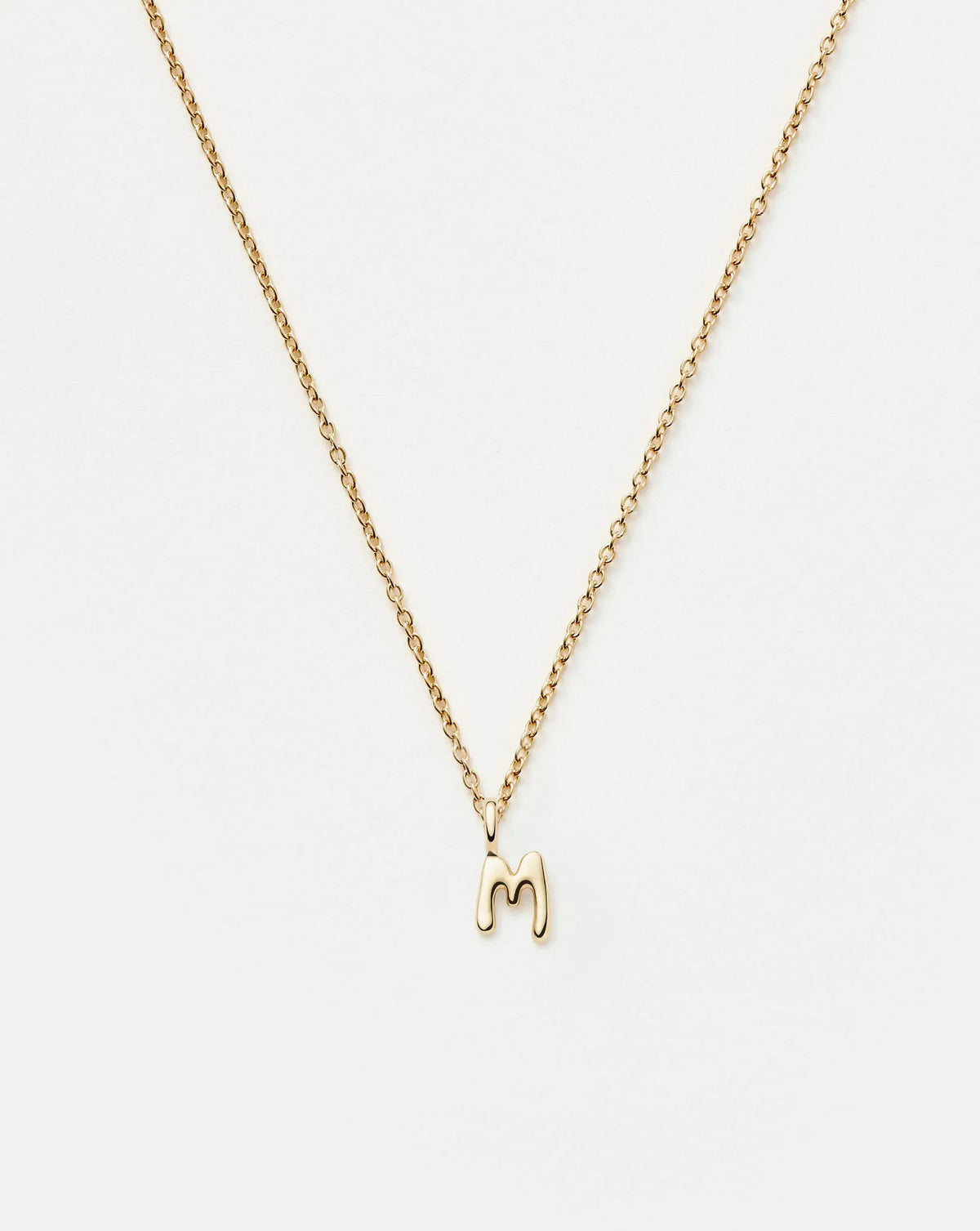 Solid Gold Initial Mini Pendant Necklace - M | 14ct Solid Gold