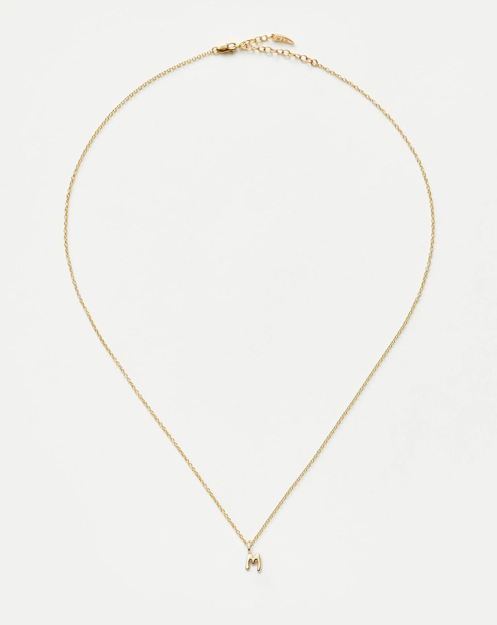 Solid Gold Initial Mini Pendant Necklace - M | 14ct Solid Gold