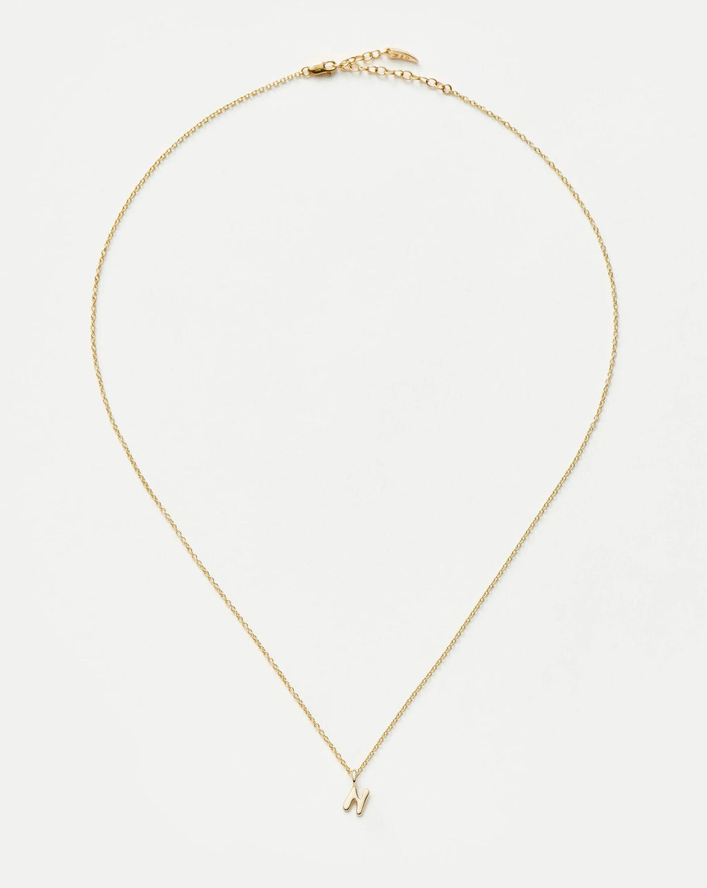 Solid Gold Initial Mini Pendant Necklace - N | 14ct Solid Gold