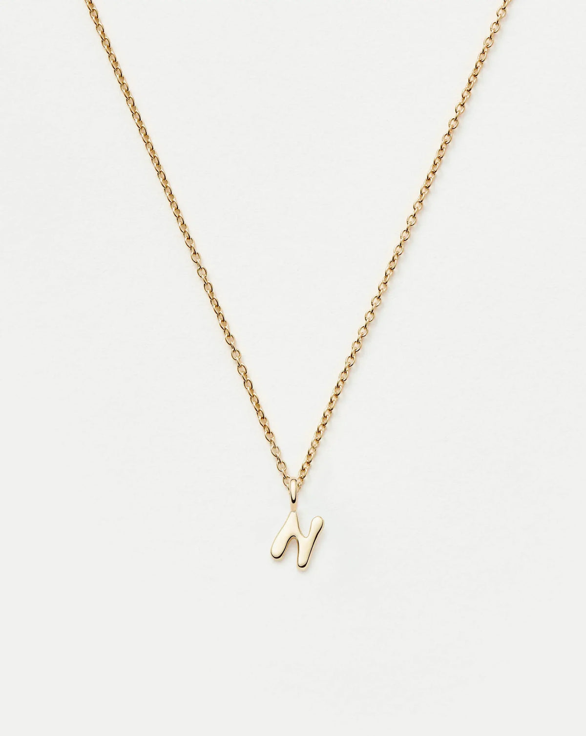 Solid Gold Initial Mini Pendant Necklace - N | 14ct Solid Gold