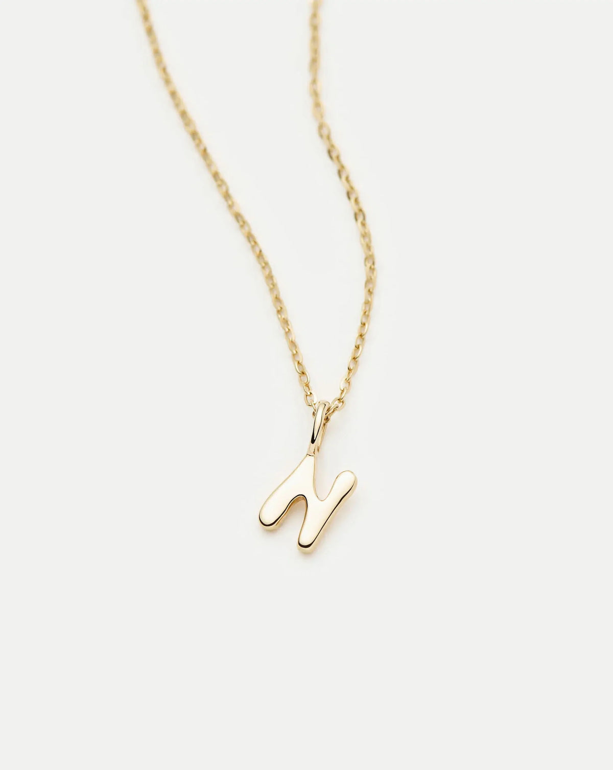 Solid Gold Initial Mini Pendant Necklace - N | 14ct Solid Gold