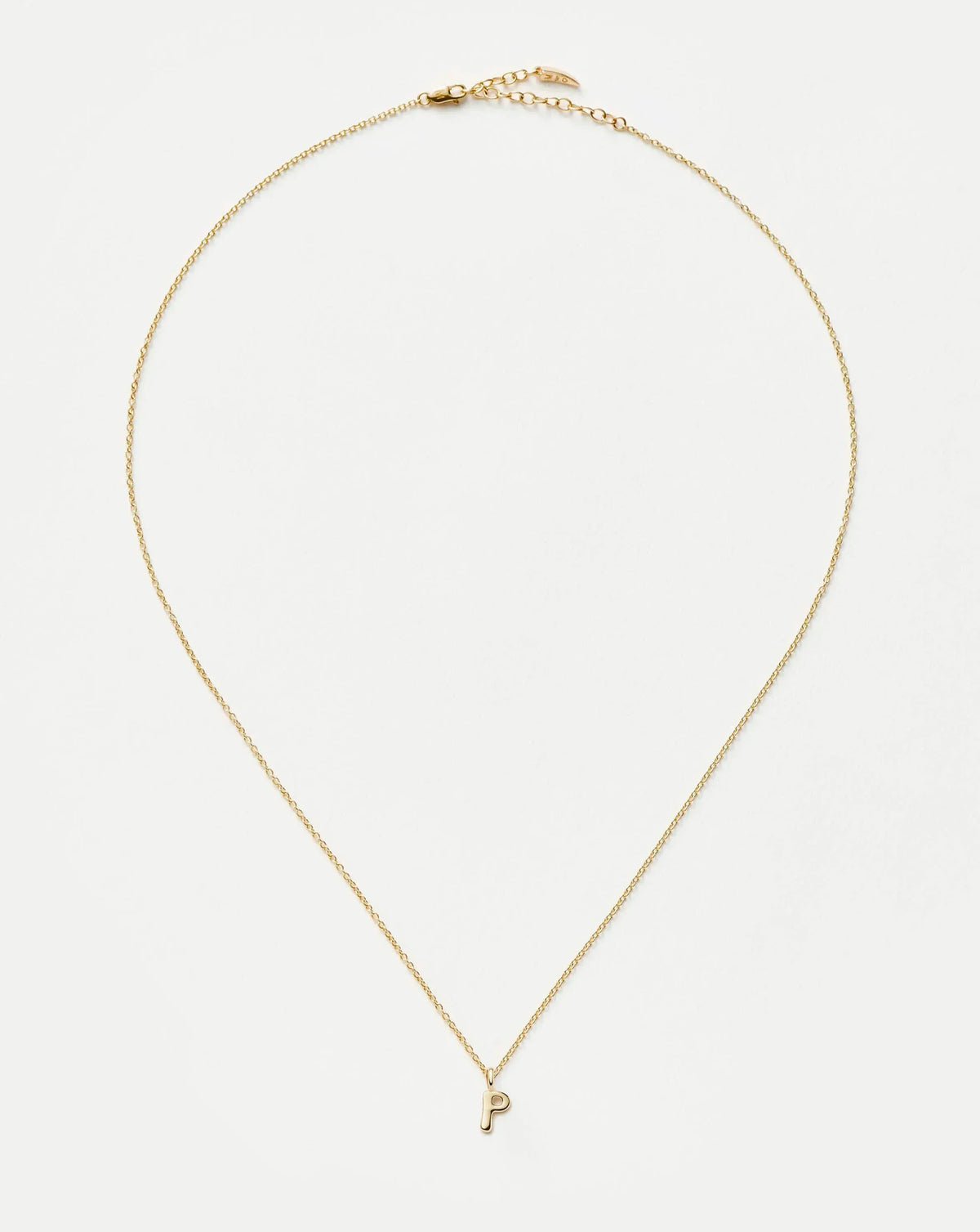 Solid Gold Initial Mini Pendant Necklace - P | 14ct Solid Gold