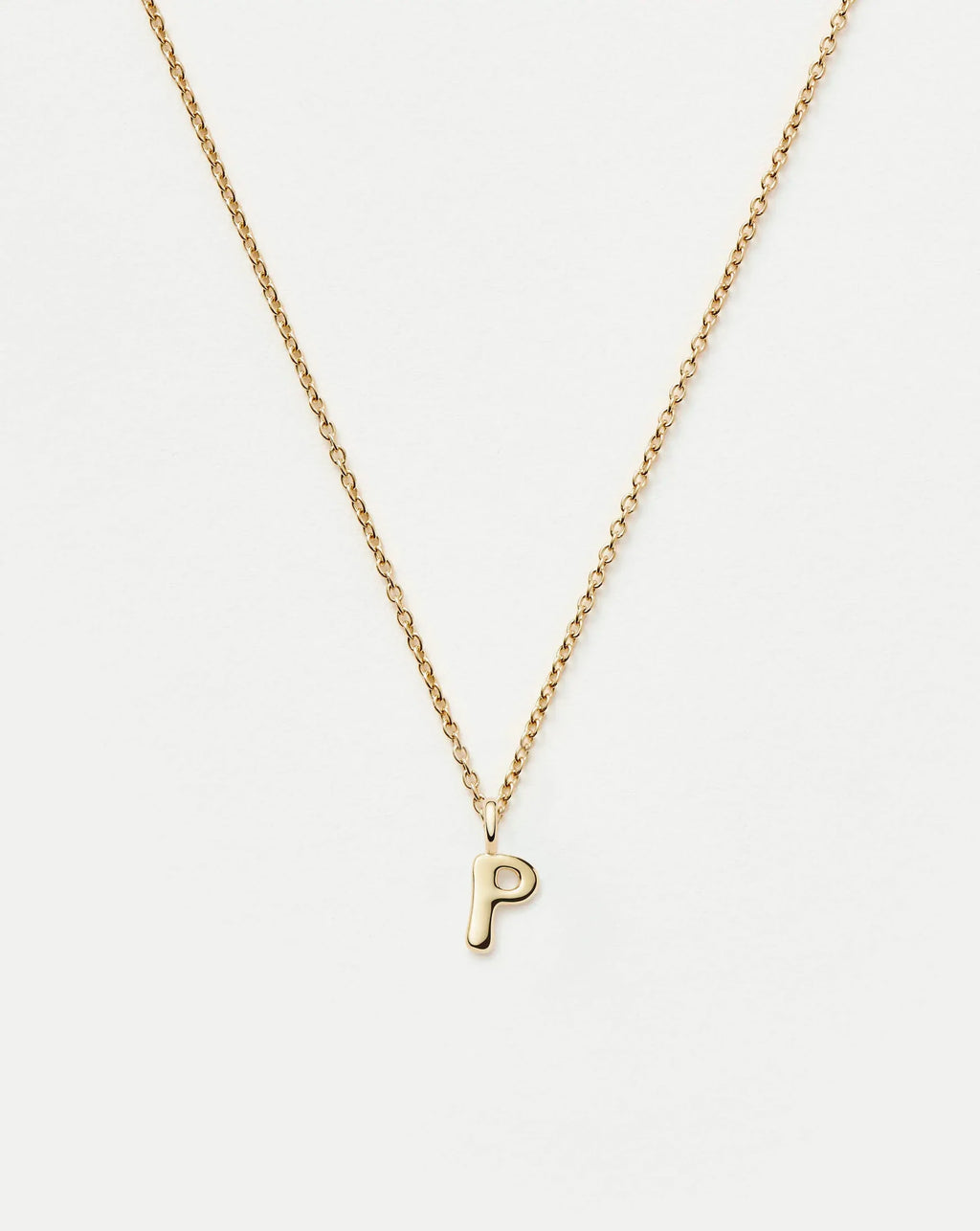 Solid Gold Initial Mini Pendant Necklace - P | 14ct Solid Gold