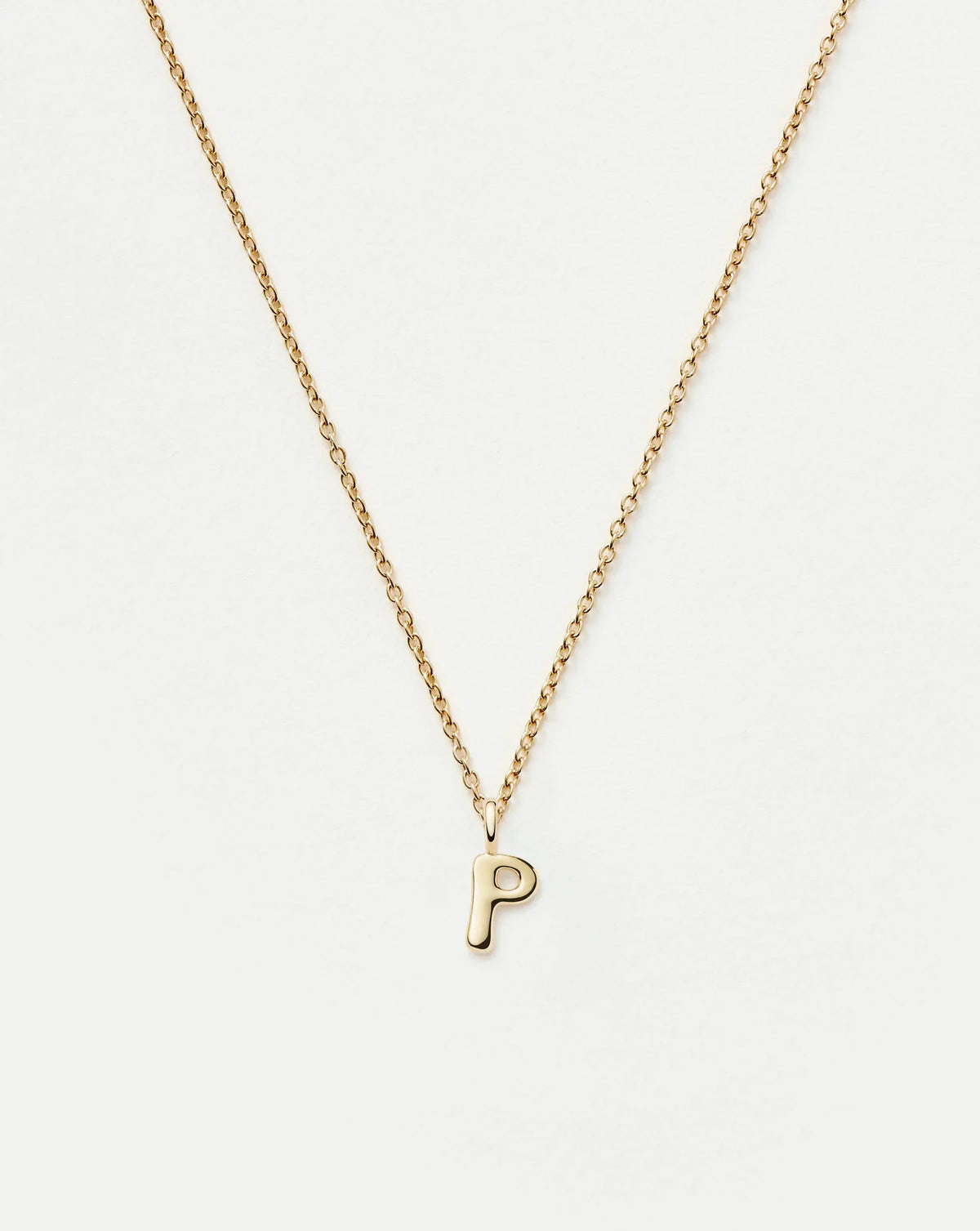 Solid Gold Initial Mini Pendant Necklace - P | 14ct Solid Gold