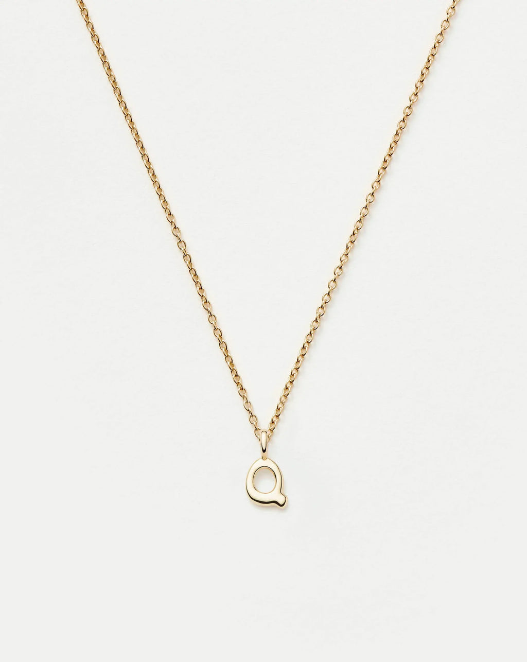 Solid Gold Initial Mini Pendant Necklace - Q | 14ct Solid Gold