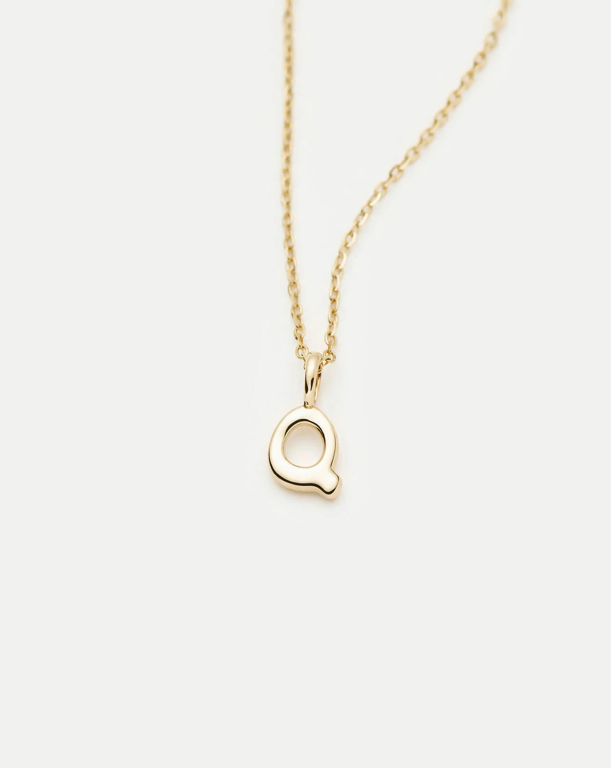 Solid Gold Initial Mini Pendant Necklace - Q | 14ct Solid Gold