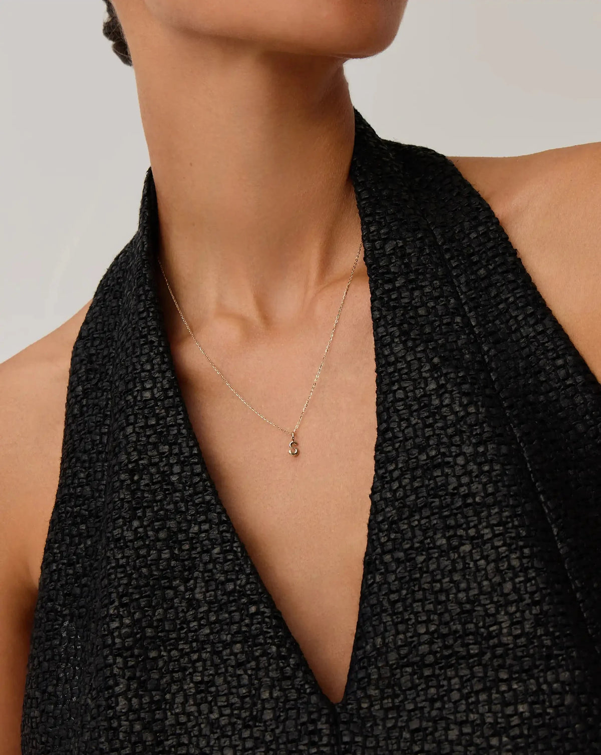 Solid Gold Initial Mini Pendant Necklace - S | 14ct Solid Gold