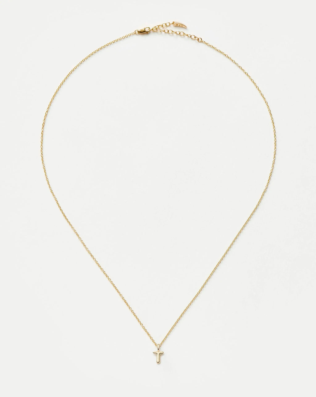 Solid Gold Initial Mini Pendant Necklace - T | 14ct Solid Gold