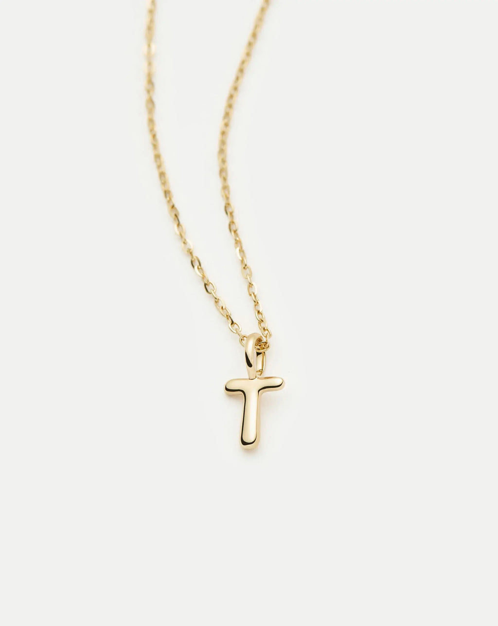 Solid Gold Initial Mini Pendant Necklace - T | 14ct Solid Gold